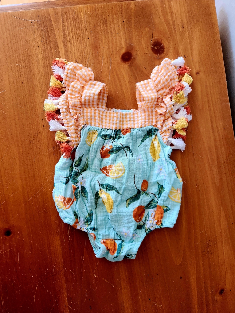 Mud Pie 0-3 Month Citrus Tassel Romper